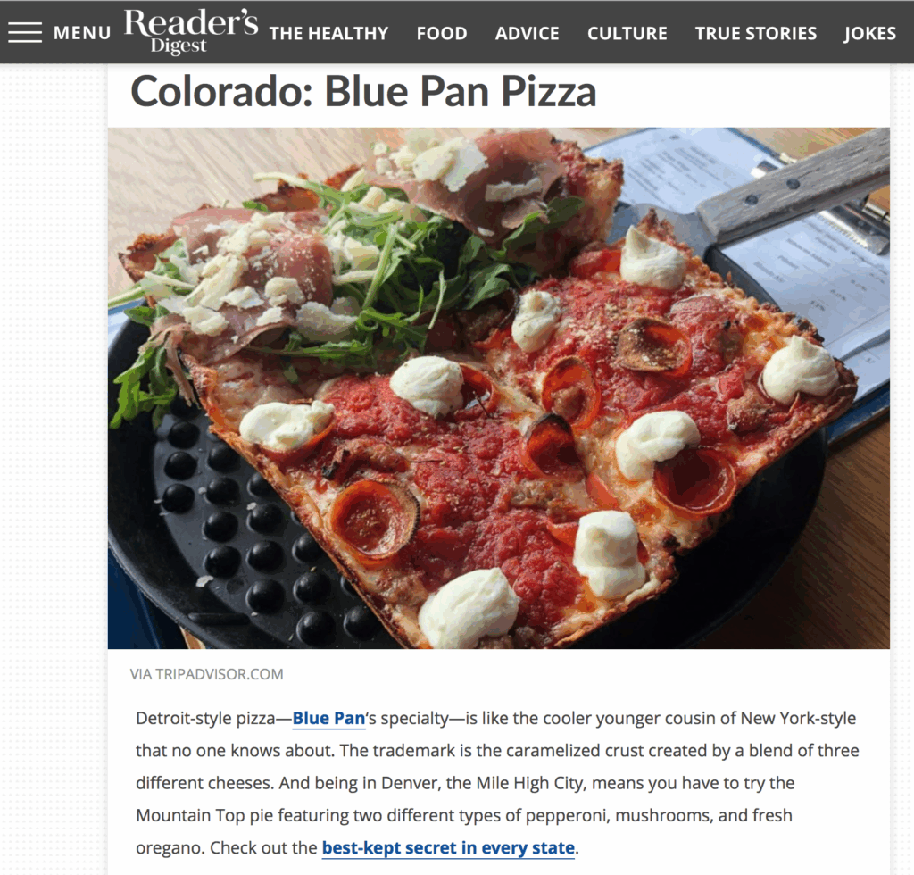 In the News Blue Pan Pizza